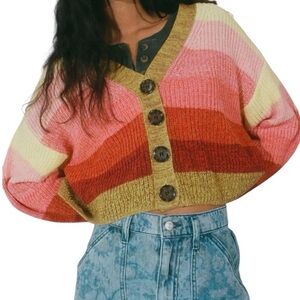 Urban Outfitters Cropped Oversized Turner Ribbed Cardigan S